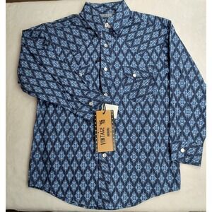 Rock and Roll Denim Kids Western Shirt Blue Print Size S